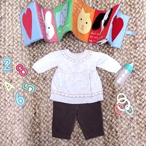 Carter's Newborn Gray Sweater & Brown Fleece Pants
